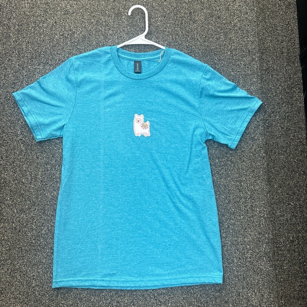Turquoise lama cotton t-shirt size (small)